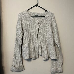 Wild Fable Light Gray Ribbed Cardigan